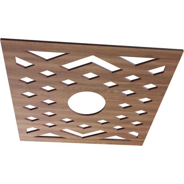 Chevron Wood Fretwork Pierced Ceiling Medallion, Walnut, 16OD X 4 1/8ID X 3/8T